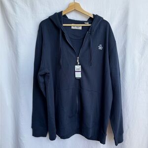Original PENGUIN Men's Sweatshirt Hoodie Color Black Iris XXL Full Zip NEW NWT